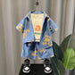 Conjunto Infantil Jeans Camisa, Blusa E Bermuda Com Estampa De Urso