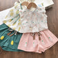 Conjunto Infantil Estampa De Abacaxi Blusa Bata E Shorts