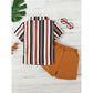 Conjunto Infantil Camisa Estampa Listrada E Bermuda