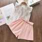 Conjunto Infantil Estampa De Abacaxi Blusa Bata E Shorts