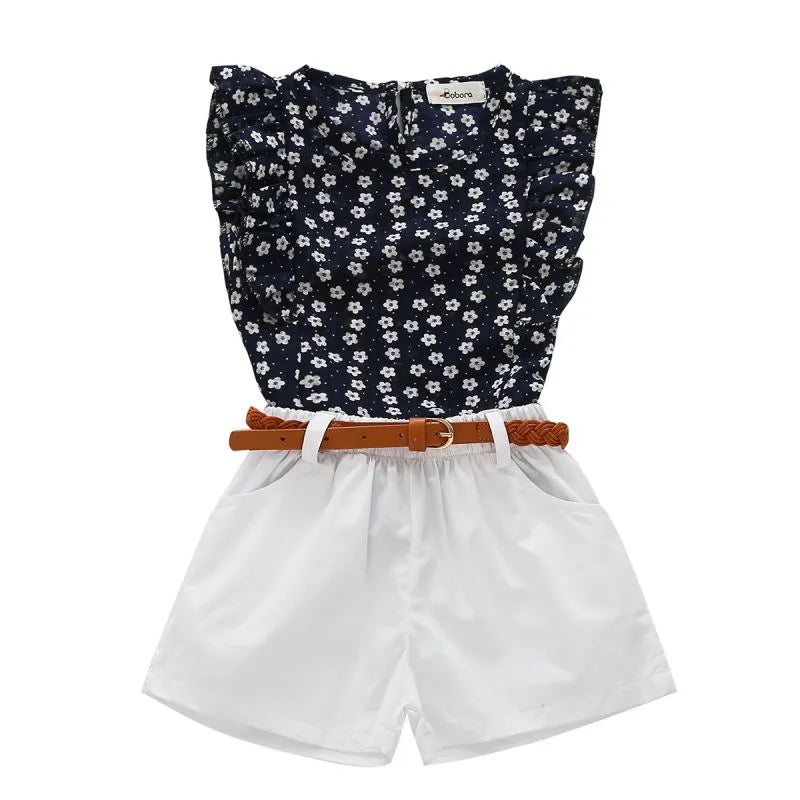 Conjunto Infantil Blusa Floral E Shorts