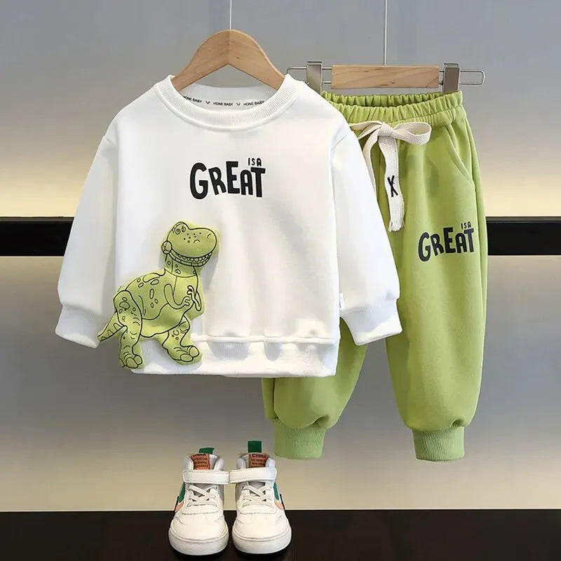 Conjunto Infantil Blusa Manga Longa E Calça Estampa Dinossauro