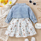 Conjunto Infantil Vestido Floral E Jaqueta Jeans