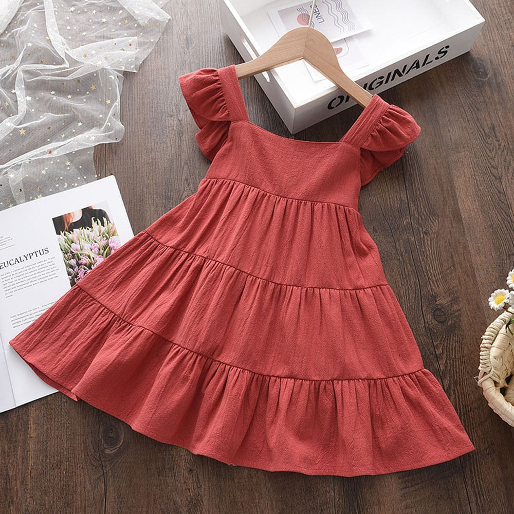 Vestido Infantil Rodado Manga Babado