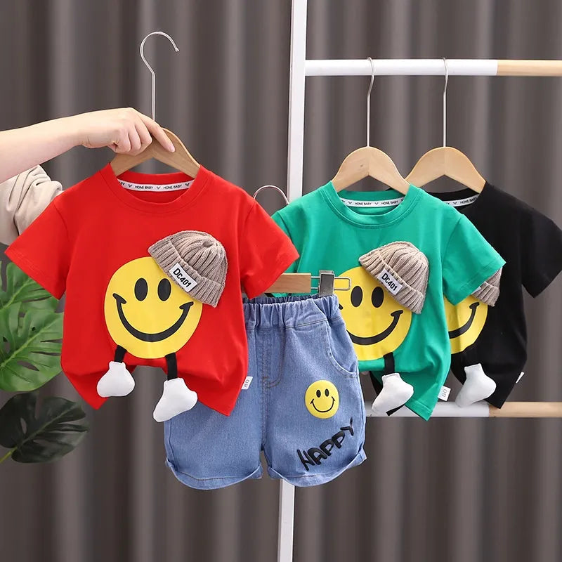 Conjunto Infantil Blusa Estampa Smile E Bermuda Jeans