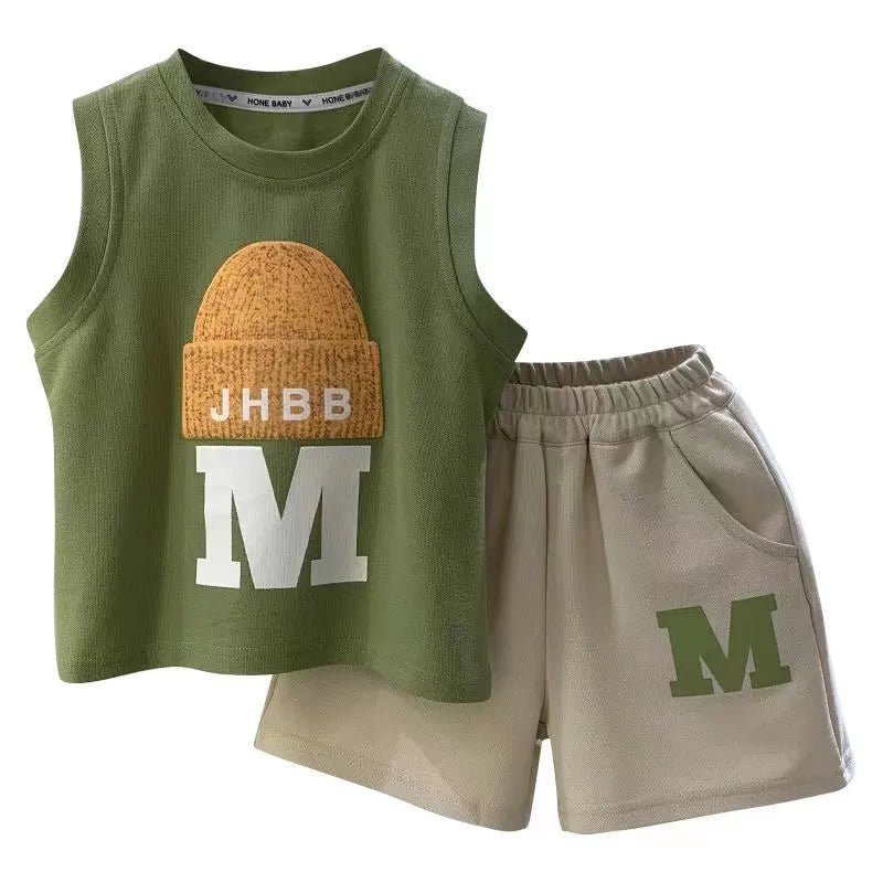 Conjunto Infantil Casual Regata E Bermuda Estilo Esportivo