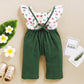 Conjunto Meninas Jardineira Cropped Floral