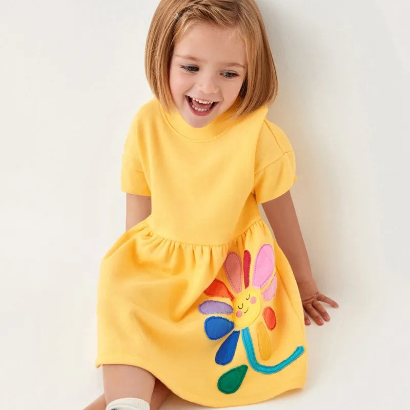 Vestido Infantil Amarelo Com Flor