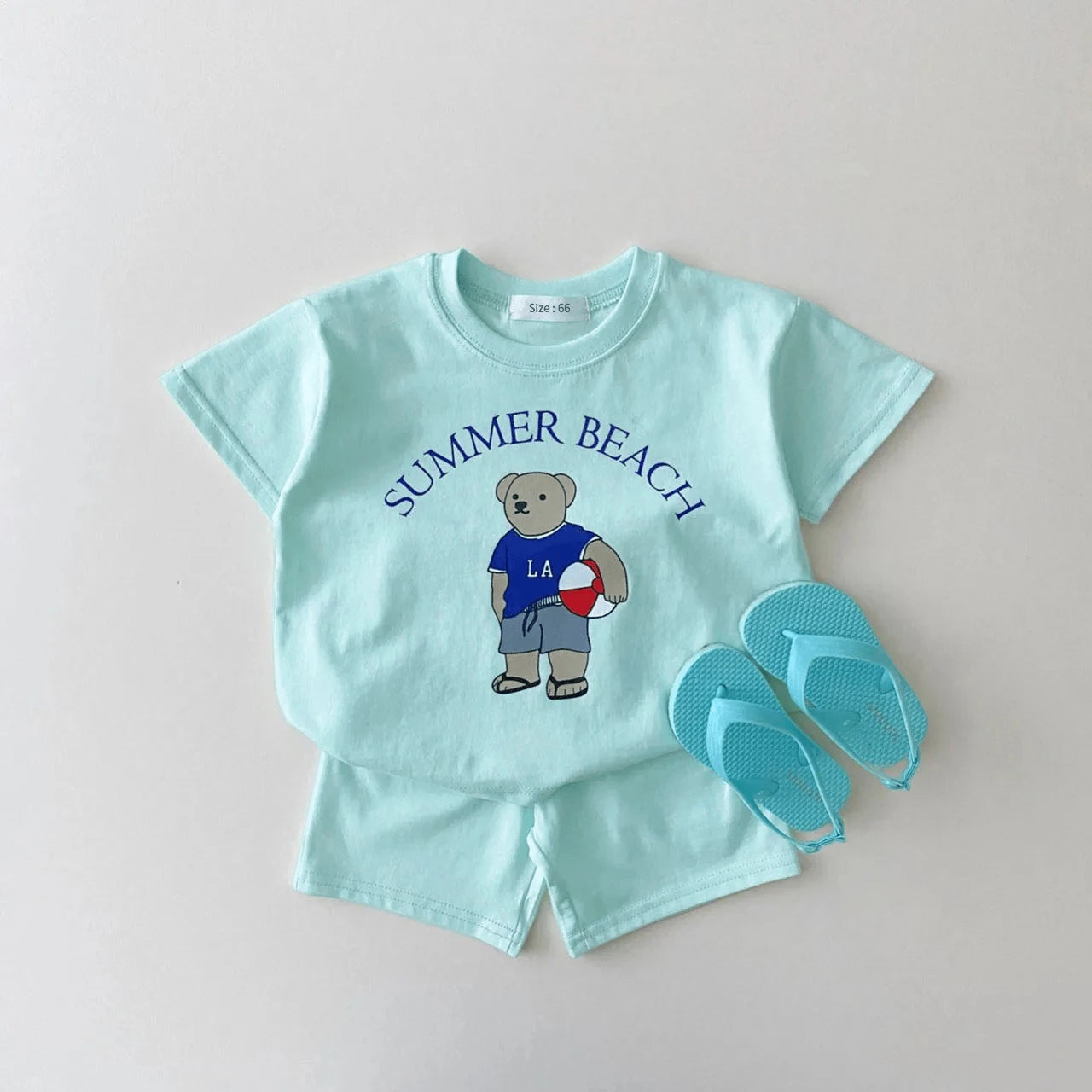 Conjunto Infantil Casual Blusa Com Estampa De Urso E Bermuda