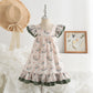 Vestido Infantil Babado Nas Mangas E Barra Floral