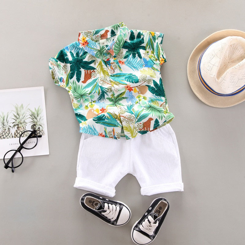 Conjunto Infantil Camisa Tropical  6M-4A