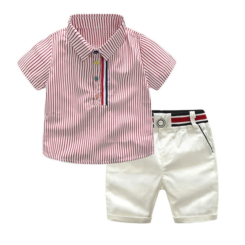 Conjunto Infantil Meninos Listrado 2 a 6 Camisa + Shorts