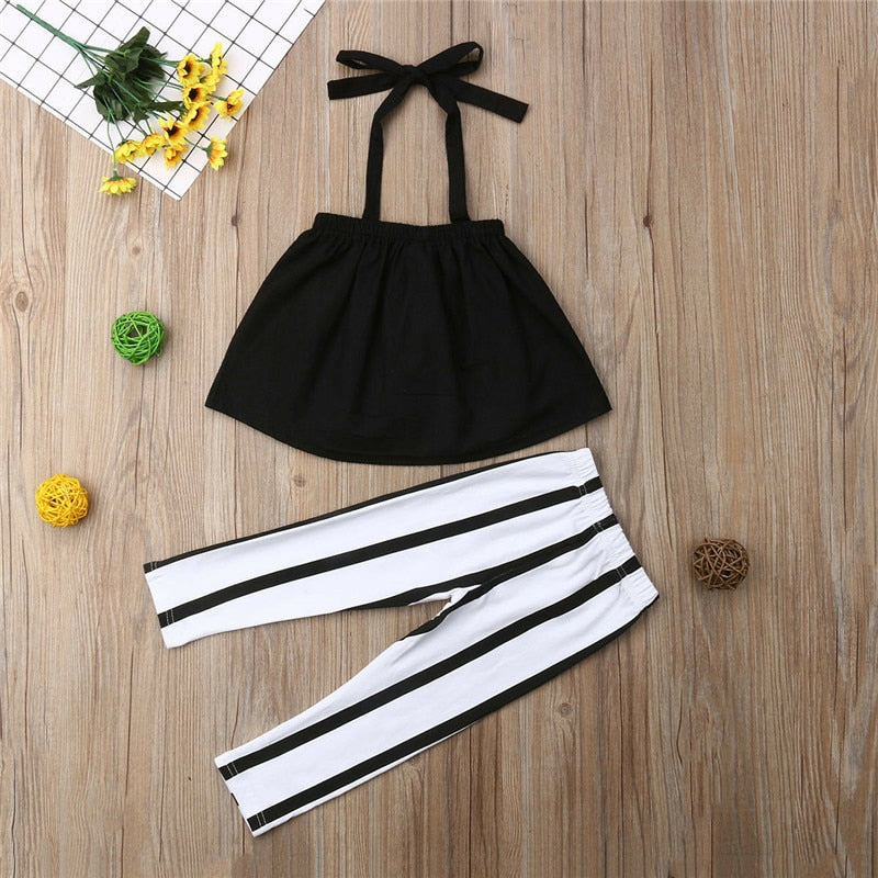 Conjunto Meninas Cropped Ciganinha Calça Listrada