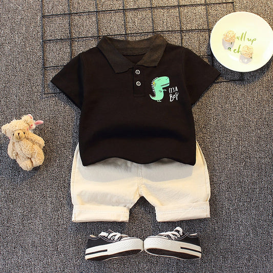 Conjunto Infantil Menino Dinossauro 1 A 4 anos Camiseta Polo+ Bermuda