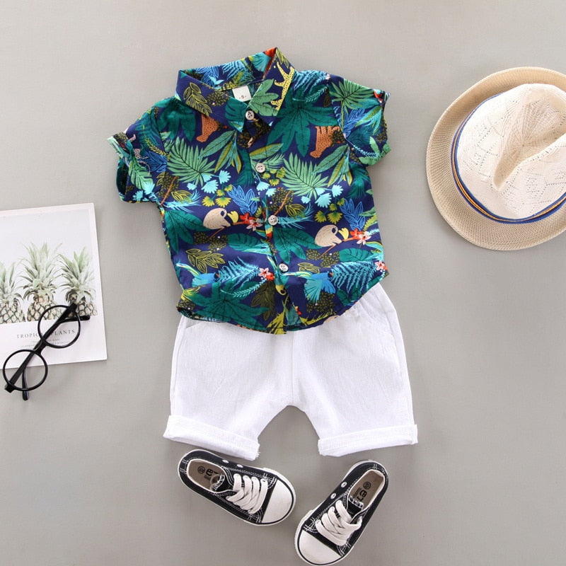 Conjunto Infantil Camisa Tropical  6M-4A