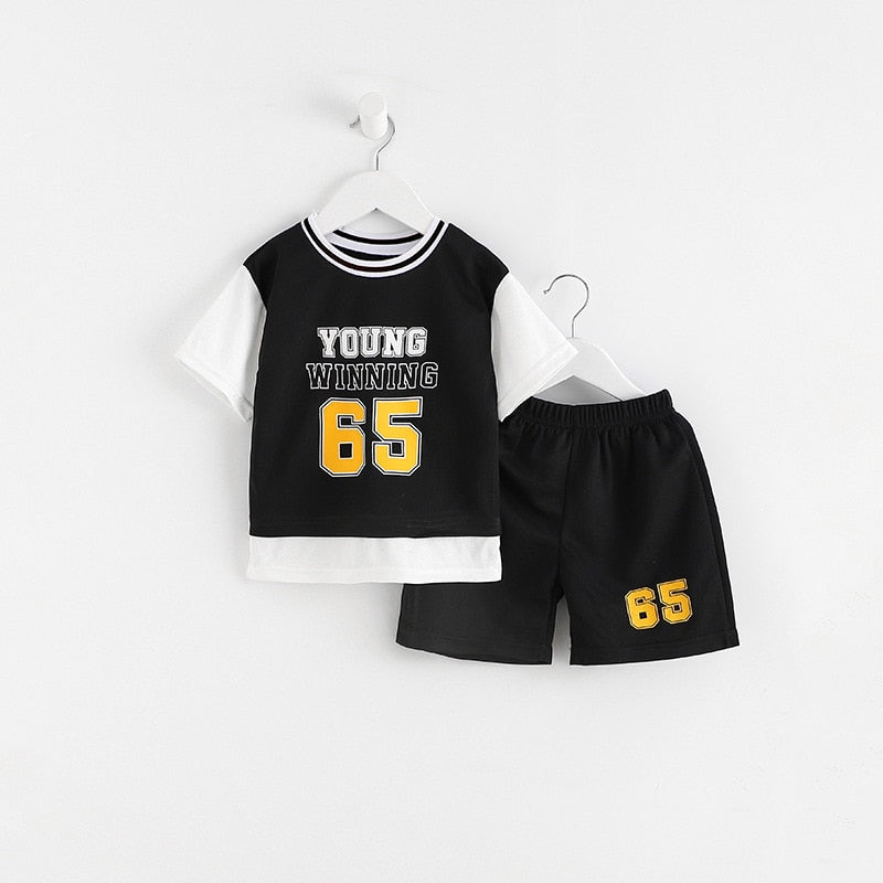 Conjunto Meninos Camiseta + Shorts Treino Esporte Manga  Curta