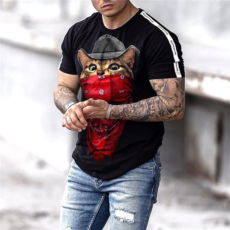 Camiseta Masculina 3D Gato