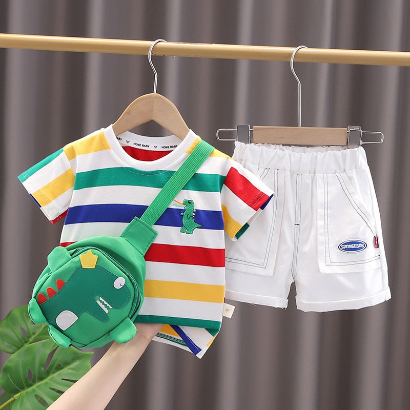 Conjunto Meninos Bebês Dinossauro Listrado 6M-5A