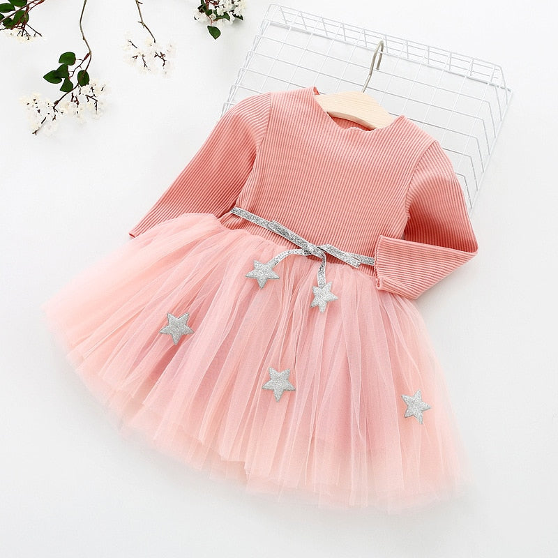 Vestido Infantil Tule Estrelinhas