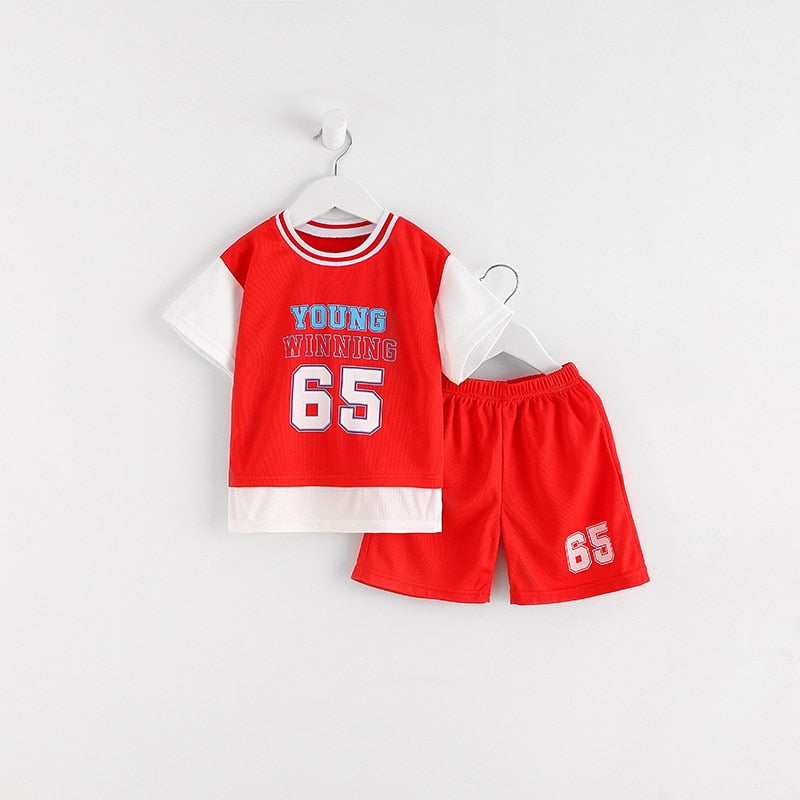 Conjunto Meninos Camiseta + Shorts Treino Esporte Manga  Curta