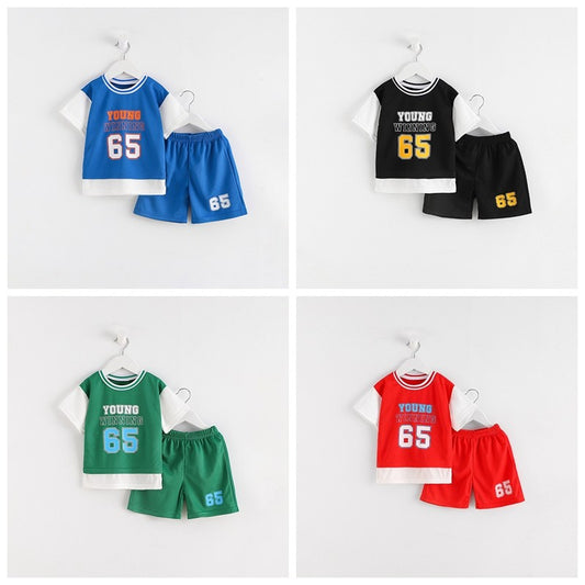 Conjunto Meninos Camiseta + Shorts Treino Esporte Manga  Curta