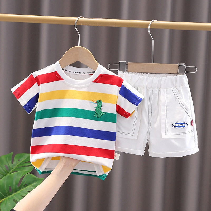 Conjunto Meninos Bebês Dinossauro Listrado 6M-5A