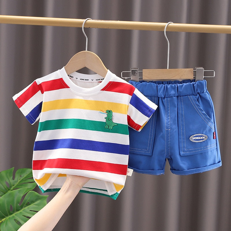 Conjunto Meninos Bebês Dinossauro Listrado 6M-5A