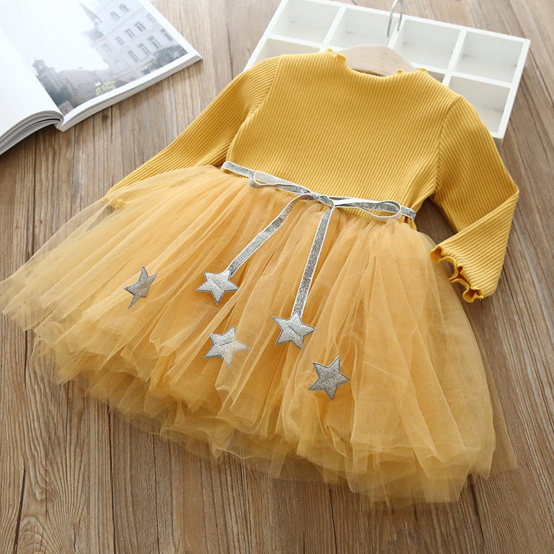 Vestido Infantil Tule Estrelinhas