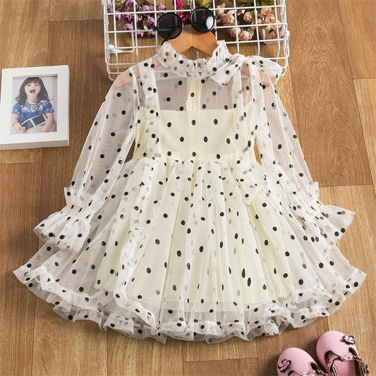 Vestido Infantil Manga Longa em Tule