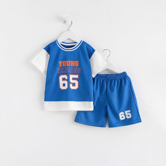 Conjunto Meninos Camiseta + Shorts Treino Esporte Manga  Curta