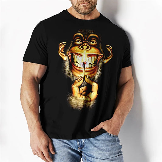 Camiseta Masculina 3D Macaco Feliz