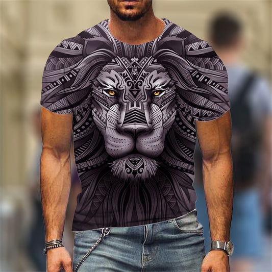 Camiseta Masculina 3D Leão Geométrico
