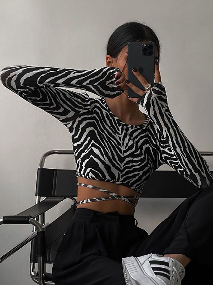 Blusa Cropped Livia Zebra Vintage