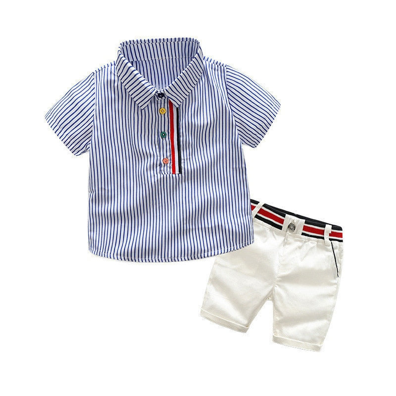 Conjunto Infantil Meninos Listrado 2 a 6 Camisa + Shorts