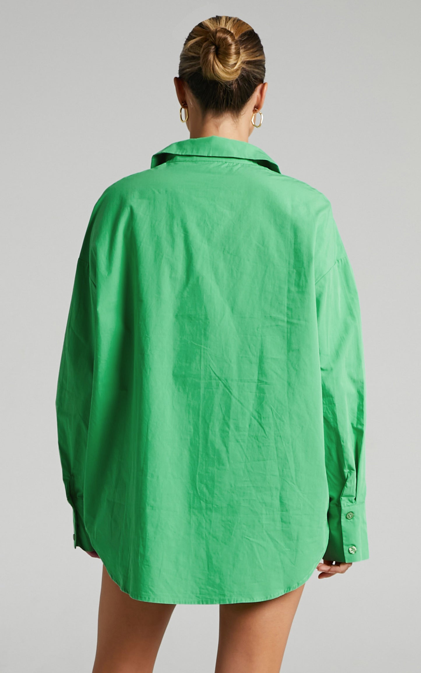 Conjunto Casual Camisa de Botão Manga Longa E Shorts Verde